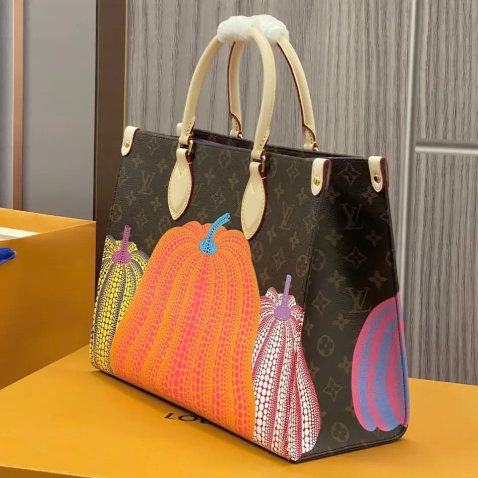 Louis Vuitton x Yayoi Kusama OnTheGo MM Tote Bag – Monogram Canvas with Signature Pumpkin Print in Dubai UAE Louis Vuitton x Yayoi Kusama OnTheGo MM Tote Bag – Monogram Canvas with Signature Pumpkin Print in Dubai UAE