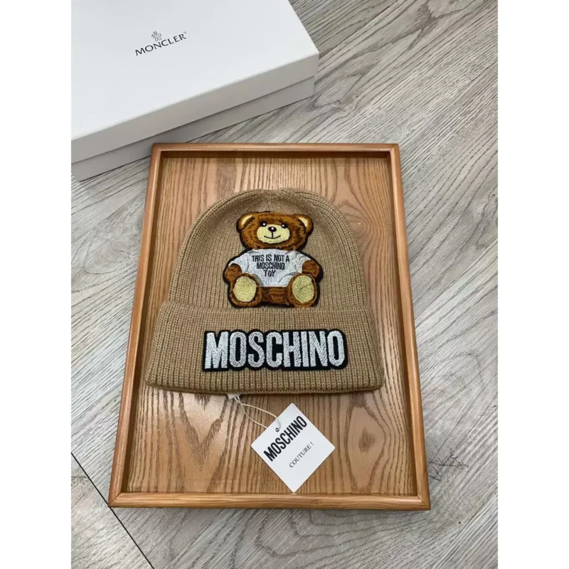 Moschino Teddy Bear Beanie – Iconic Wool Hat with Signature Logo & Bear Motif in Dubai UAE