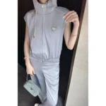 Prada Hooded Sleeveless Tracksuit Set with Iconic Triangle Logo in Dubai UAE