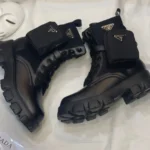 Prada Men’s Monolith Brushed Leather & Re-Nylon Boots in Dubai UAE