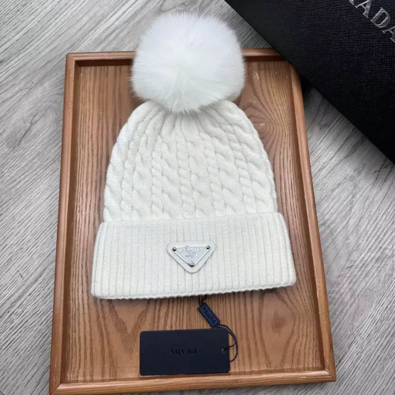 Prada Wool and Cashmere Beanie – Iconic Triangle Logo in Dubai UAE