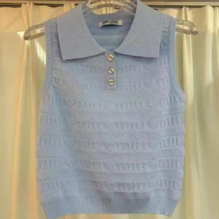 Sleeveless Knit Vest with Collar – Stylish Sweater Vest with Buttoned Placket in Dubai UAE