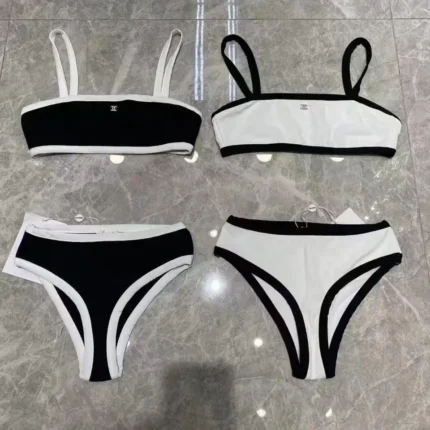 Stylish Two-Piece Bikini Swimsuits – Classic Black &amp; White Swimwear Sets in Dubai UAE