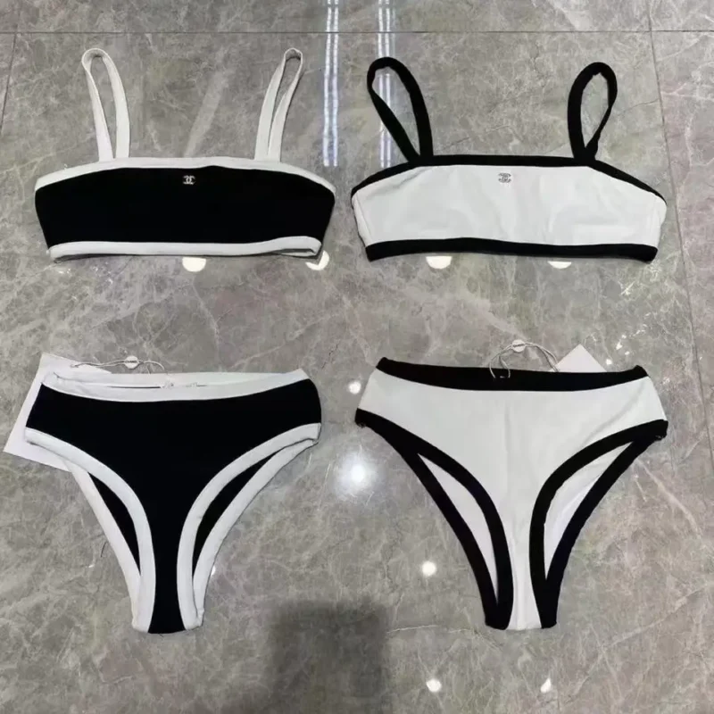 Stylish Two-Piece Bikini Swimsuits – Classic Black & White Swimwear Sets in Dubai UAE