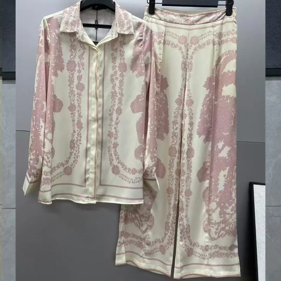 Versace Silk Two-Piece Set – Patterned Shirt & Wide-Leg Pants Ensemble in Dubai UAE Versace Silk Two-Piece Set – Patterned Shirt & Wide-Leg Pants Ensemble in Dubai UAE